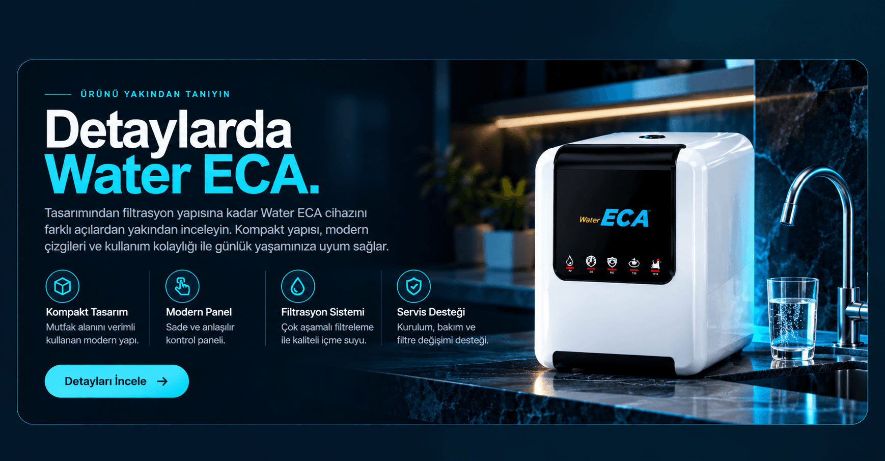 Water ECA tezgah üstü su arıtma ve sıcak soğuk su sebili